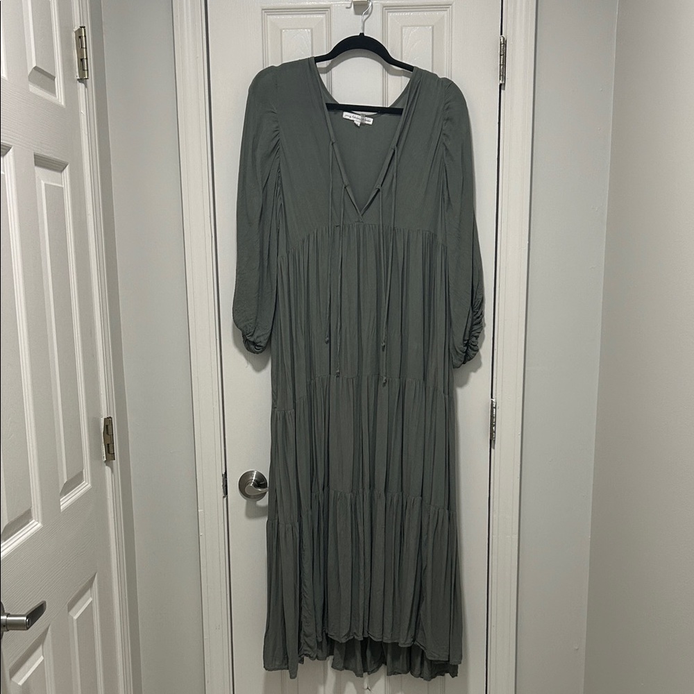 Young Fabulous & Broke Sage Green Tiered V-Neck Maxi Dress